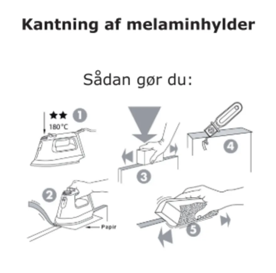 Kantbånd til melaminhylder hvid 24 mm x 5 meter