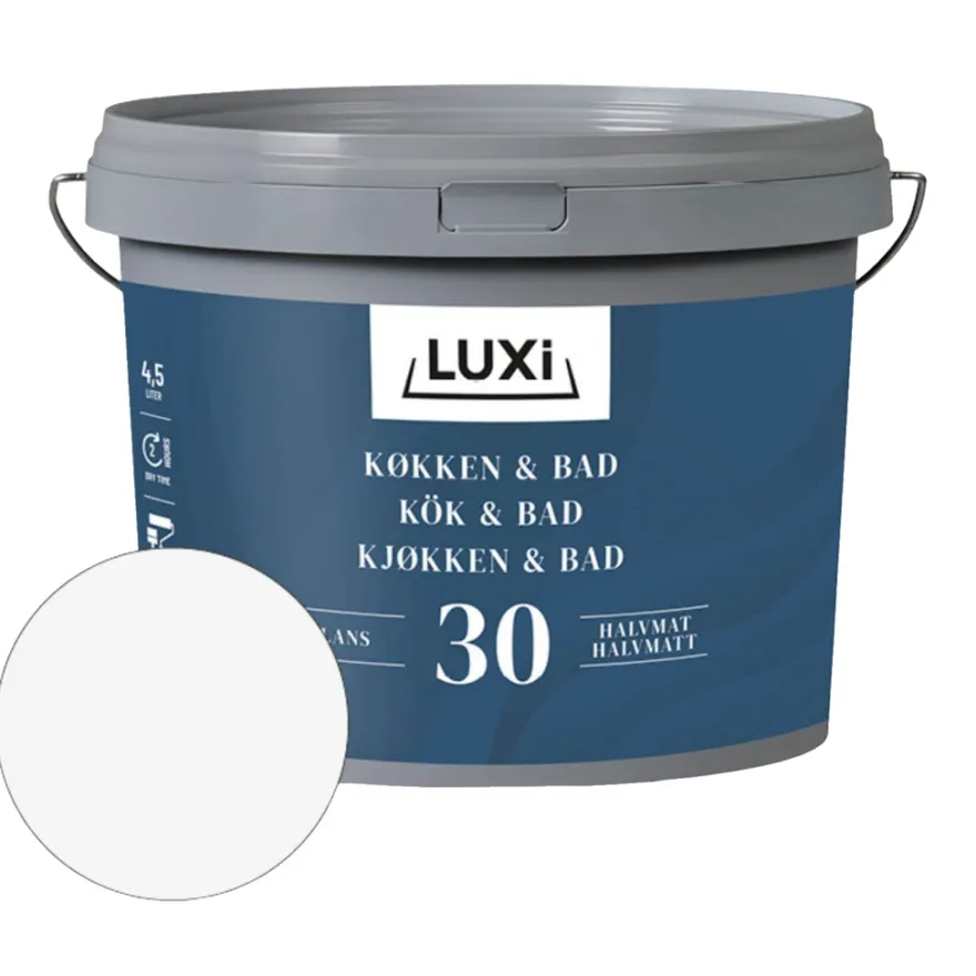 Køkken & Bad 30 vægmaling hvid 4,5 liter - LUXI®