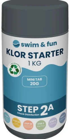 Klor Starter hurtigklor 20 gr tabs 1 kg - Swim & Fun