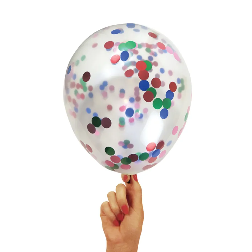 Konfettiballon multifarvet 30 cm 5 stk.