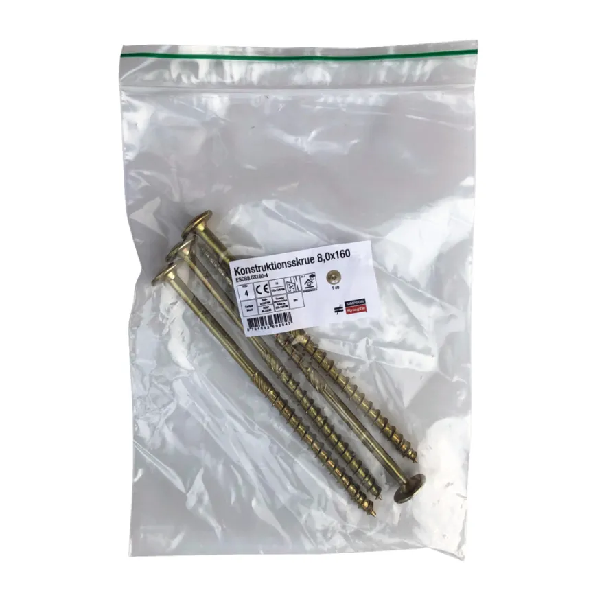 Konstruktionsskrue 8,0 x 160 mm - 4 stk.