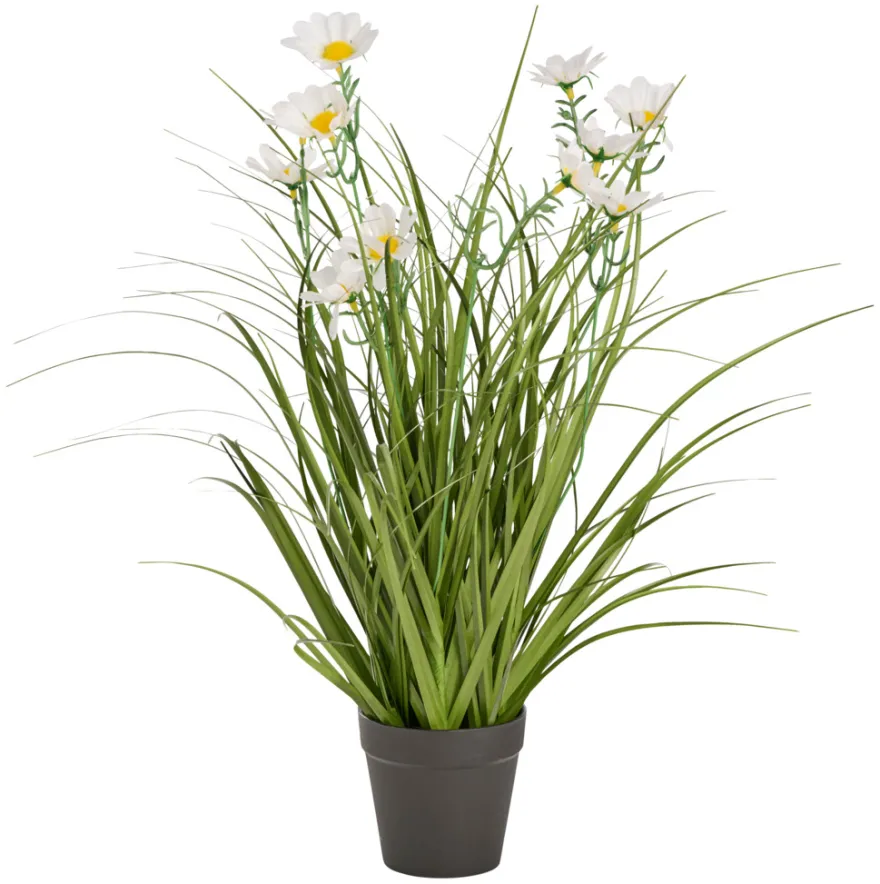 Kunstgræs med margueritblomster 50 cm