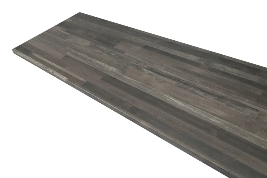 Laminatbordplade sort/grå træ 28 mm x 61 x 300 cm