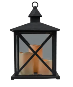 Lanterne firkantet med 3 stk. LED-bloklys