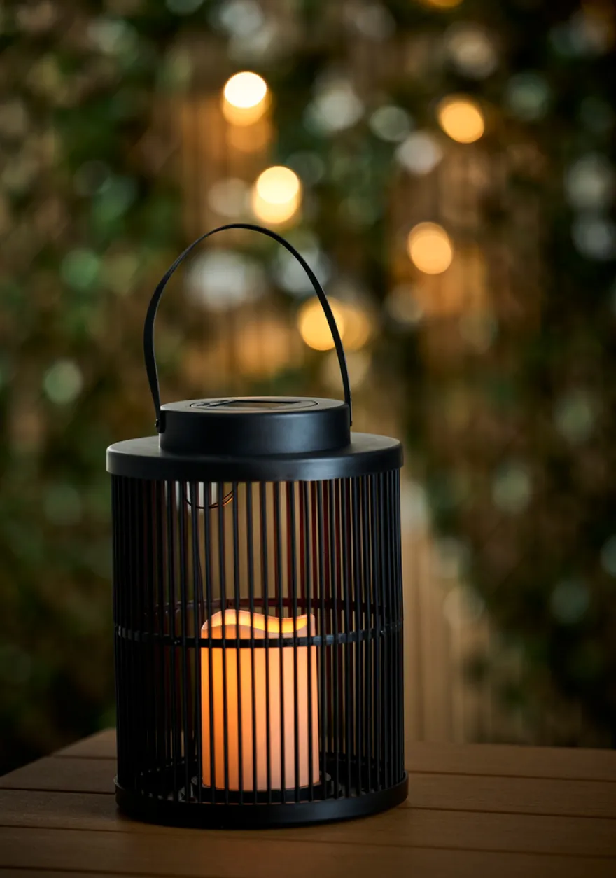 Lanterne med solceller sort Ø18 x 25 cm - Garden®