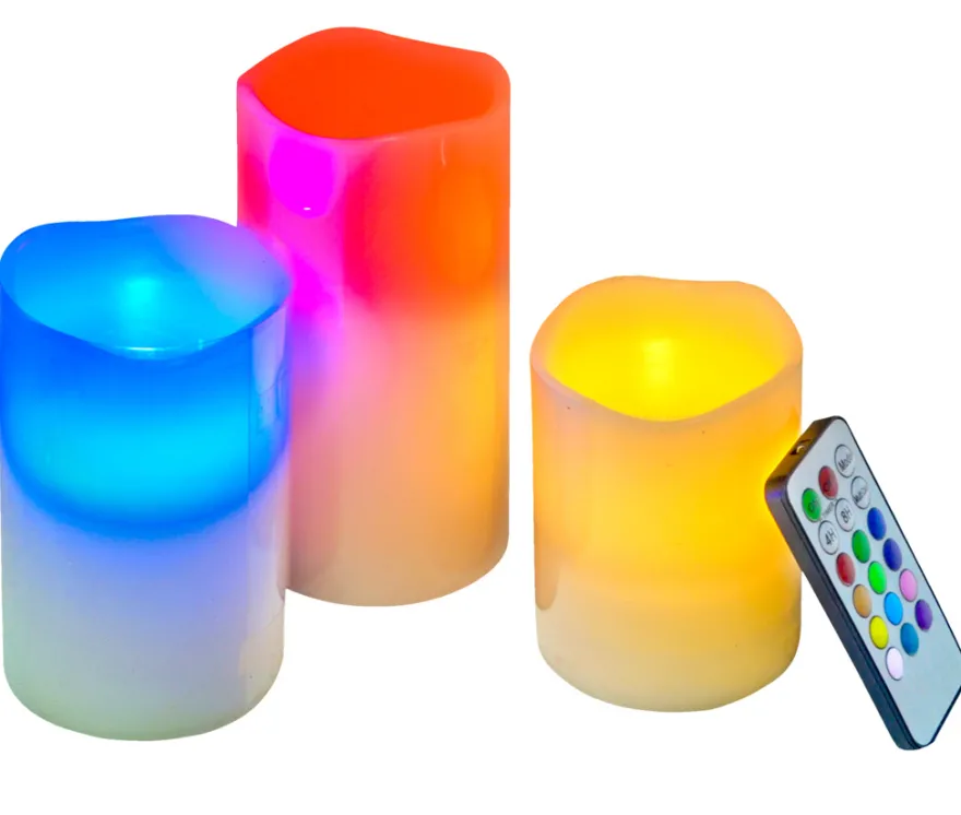 LED-bloklys med farveskift 3-pk.