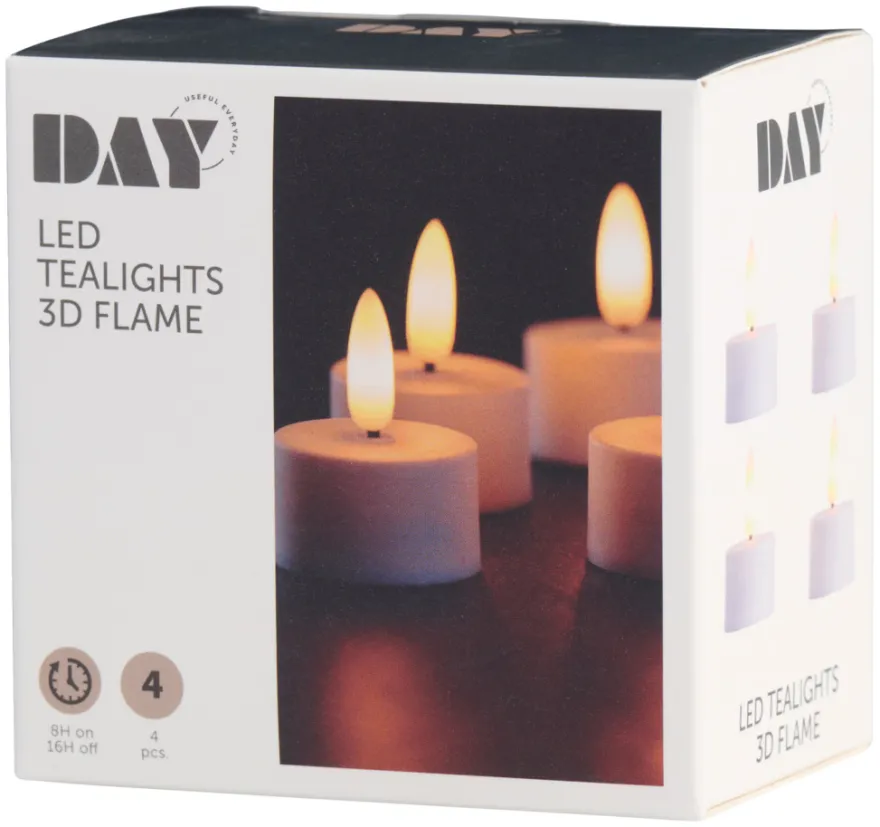 LED-fyrfadslys med 3D-flamme 4 stk. - DAY