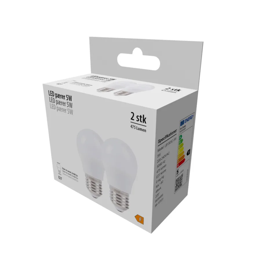 LED-kronepære 4,9 W E27 2-pk.