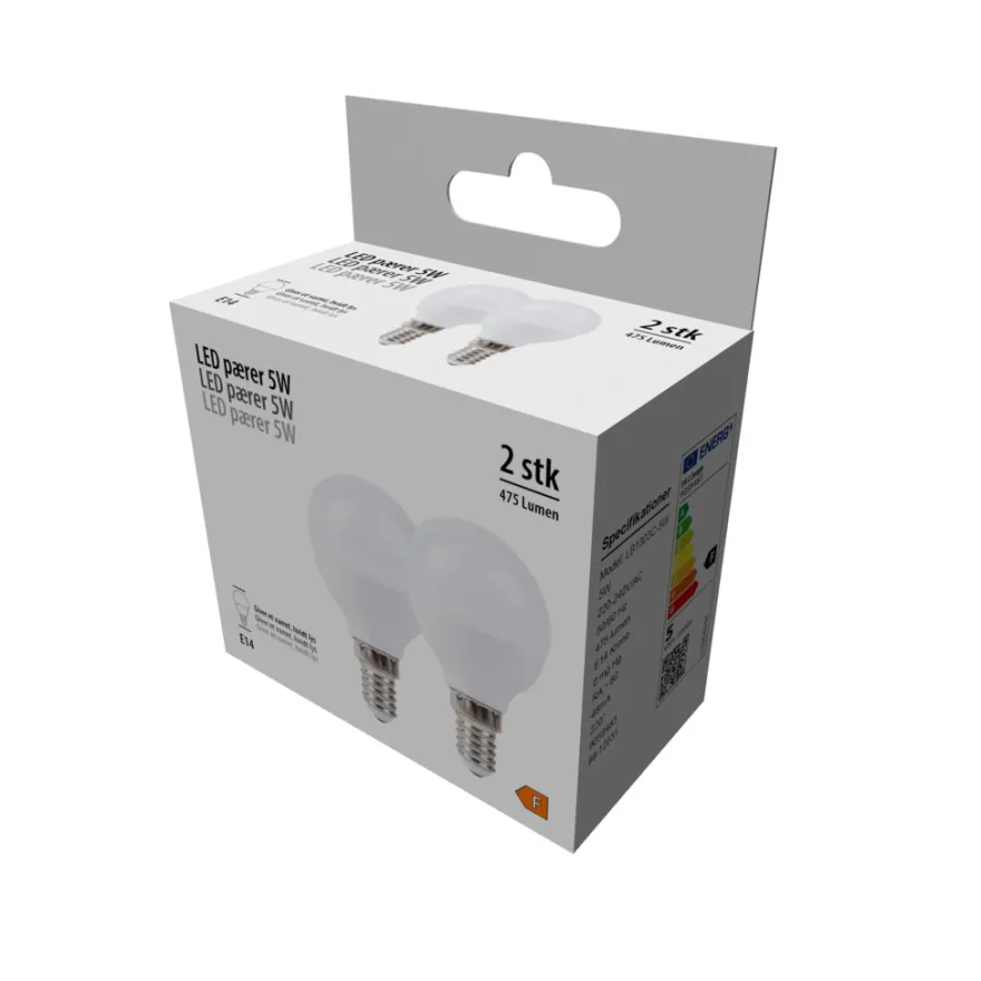 LED-kronepære 4,9 W E14 2-pk.