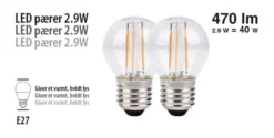 LED-kronepære 2,9 W E27 2-pk.