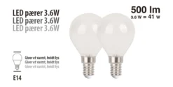 LED-kronepære 3,6 W E14 2-pk.