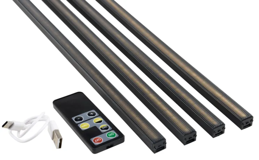 LED-lysskinne til akustikpanel sort 2,4 meter 4-pk.