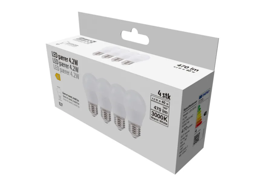 LED-pære krone 4,2 W E27 4-pk.