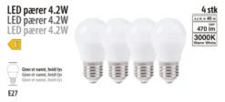 LED-pære krone 4,2 W E27 4-pk.