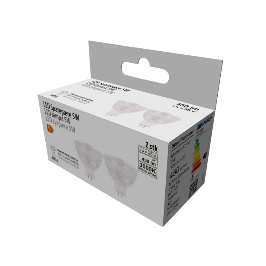 LED-spotpære 5 W GU5,3 2-pk.