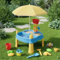 Legebord med parasol 14 dele