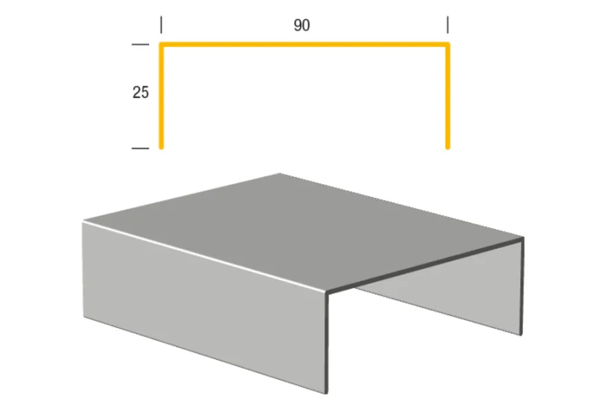 Limtræsprofil aluminium 90 x 1000 mm