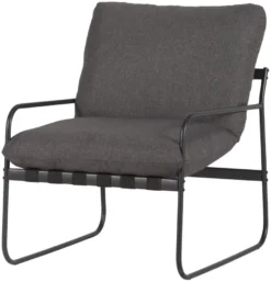 Loungesæt 4 dele sort stel/grå hynder