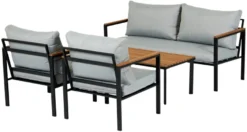 Loungesæt Tokyo 4 dele sort/grå/teak - Sunlife®