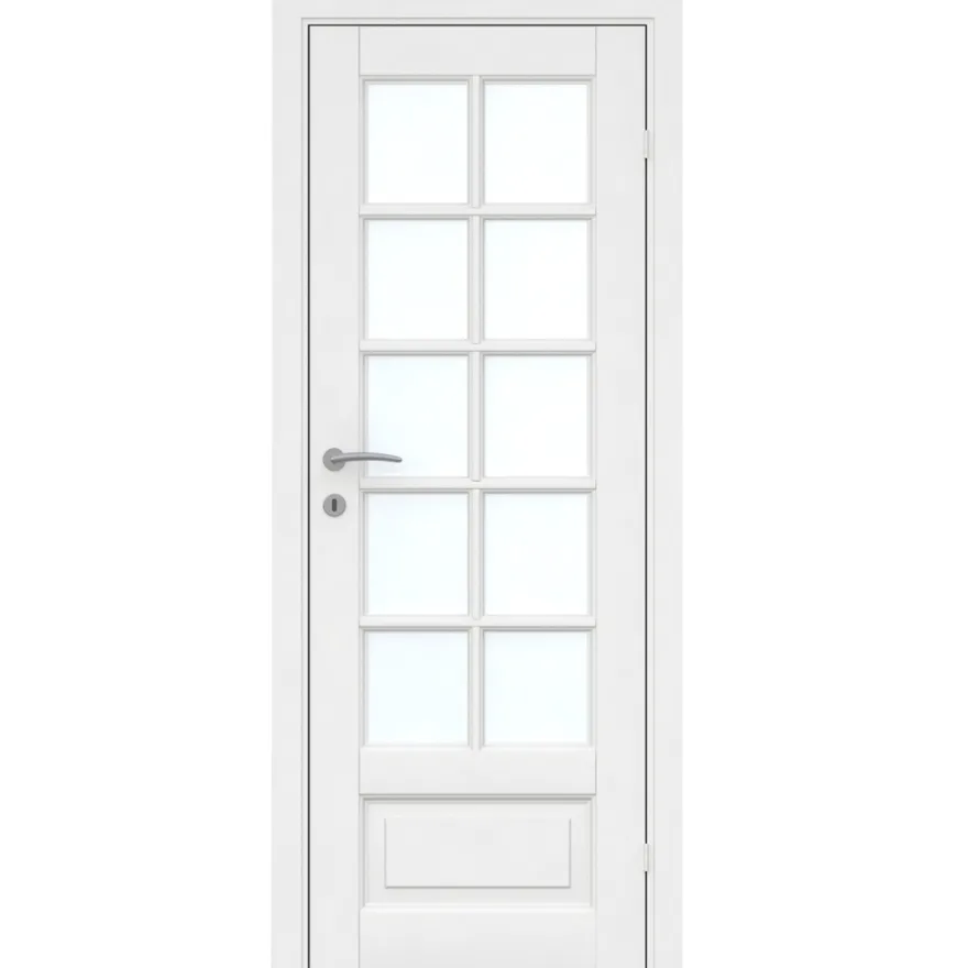 Massiv hvidmalet enkelt glasdør 72,5 x 204 cm