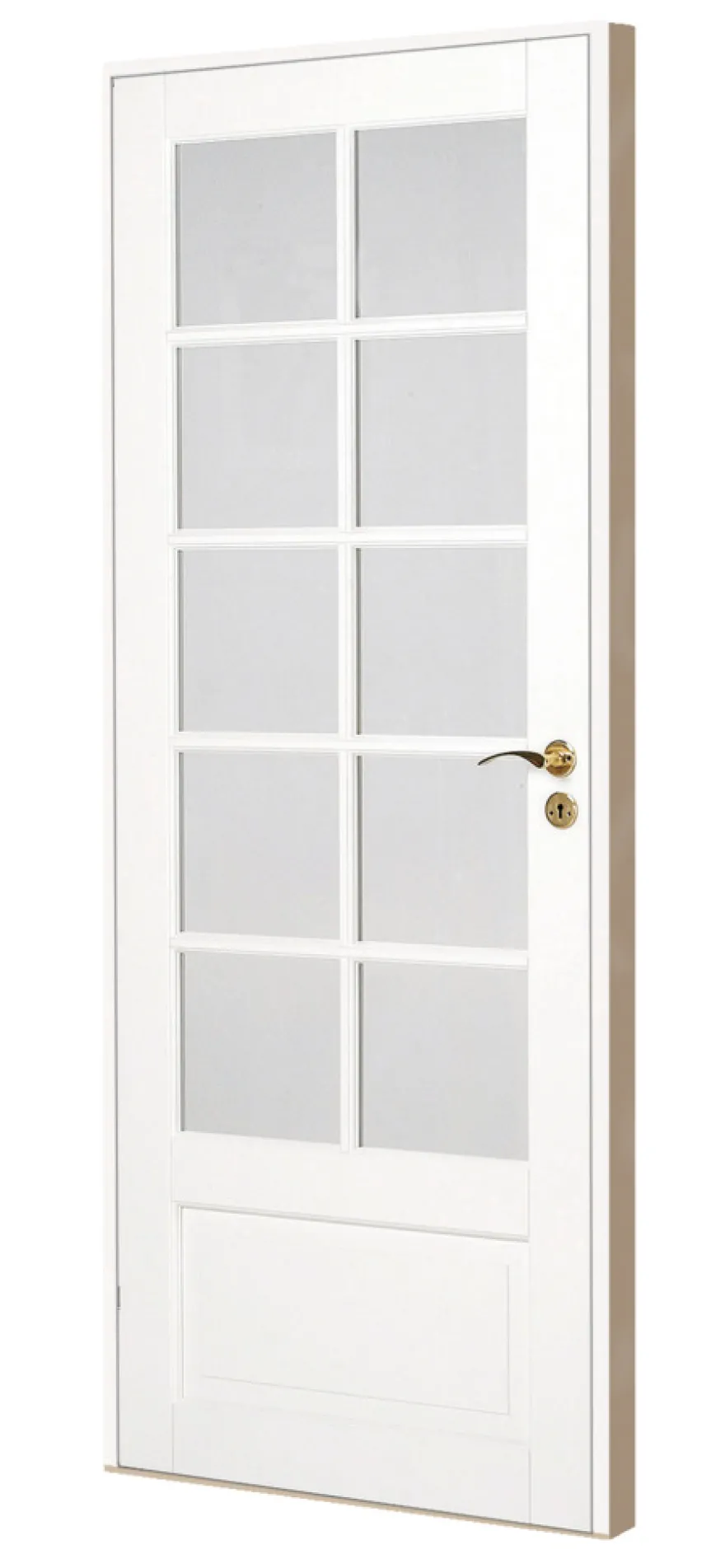 Massiv hvidmalet enkelt glasdør 82,5 x 204 cm