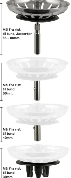 Multistrainer til køkkenvask - rustfrit stål