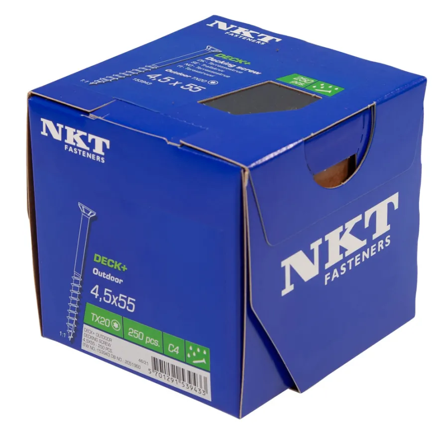 NKT Fasteners DECK+ Outdoor terrasseskrue 4,5 x 55mm 250 stk.