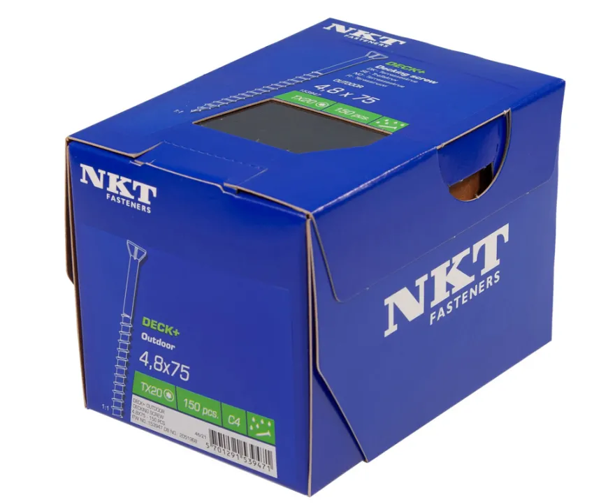 NKT Fasteners DECK+ Outdoor terrasseskrue 4,8 x 75mm 150 stk.