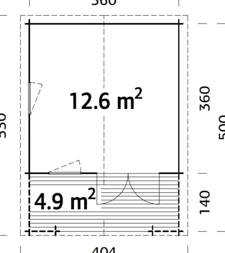 Palmako hytte Kristian 12,6 m² 360 x 360 cm