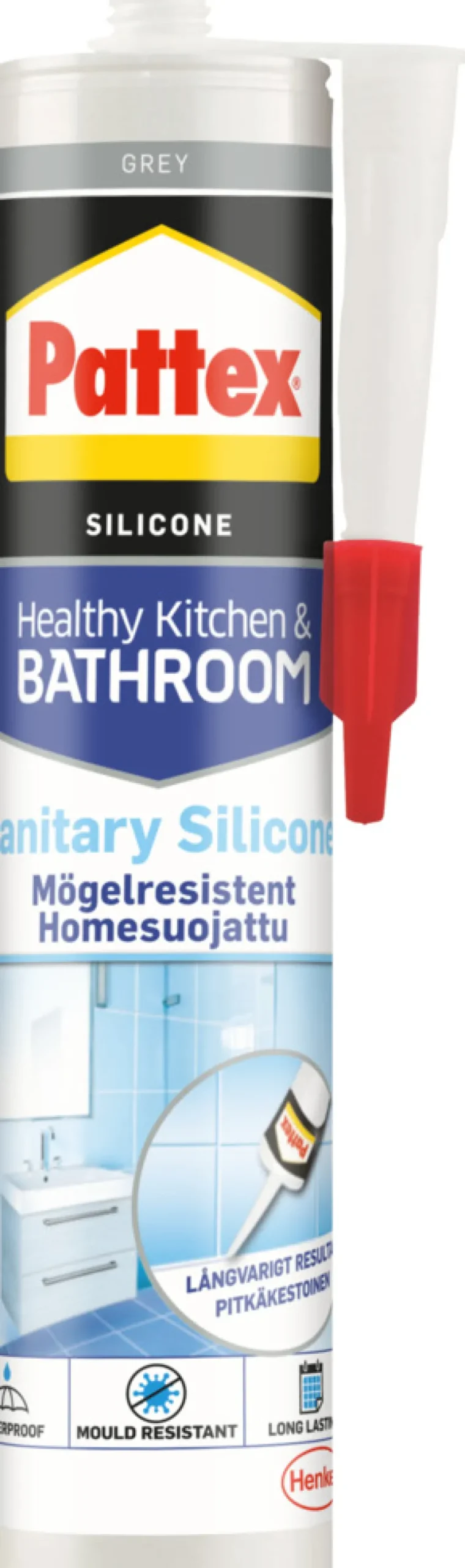 Pattex sanitetssilikone grå 280 ml