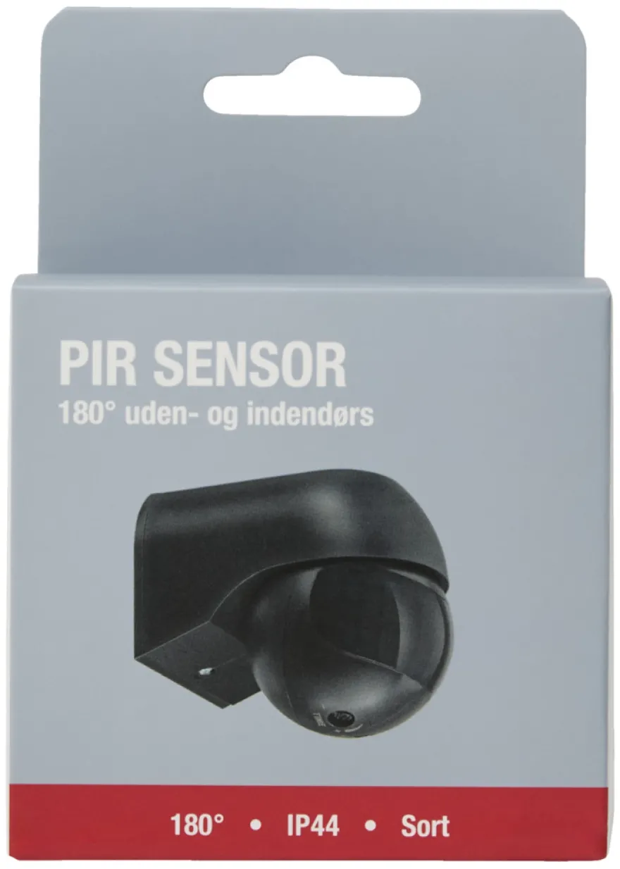 PIR-sensor 180° indendørs/udendørs sort - Elworks