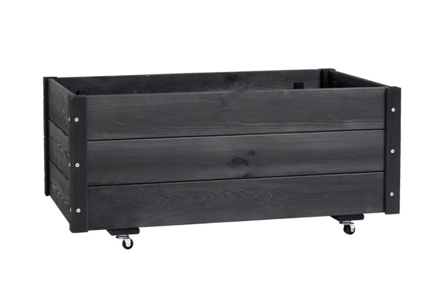 Plantekasse på hjul sort 94 x 54 x 45 cm