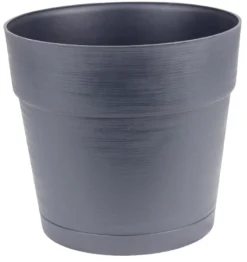 Plastkrukke m/selvvandingsdepot sort Ø20 cm