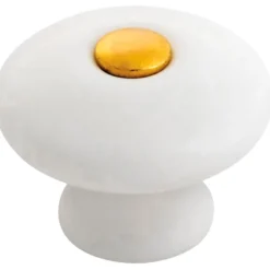 Porcelænsknop guld center Ø29 mm 2 stk.