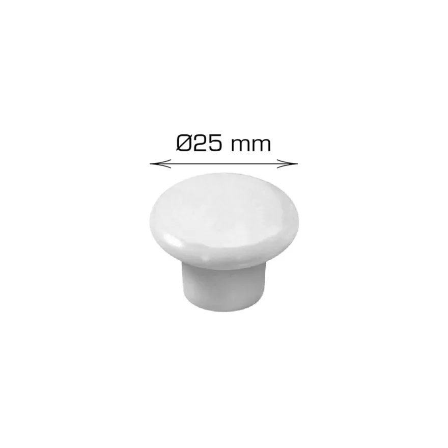 Porcelænsknop hvid Ø25 mm 2 stk.
