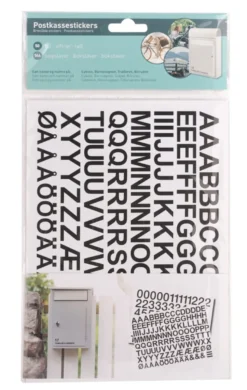 Postkassestickers med tal og bogstaver sort