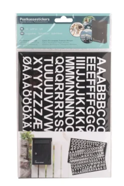 Postkassestickers med tal og bogstaver hvid