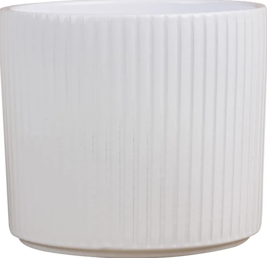 Potteskjuler Pillar Stripes hvid Ø17 cm