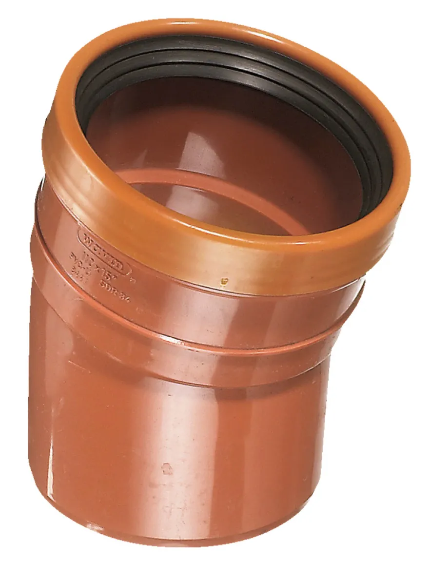 PVC kloakbøjning 110 mm x 15 gr. rød