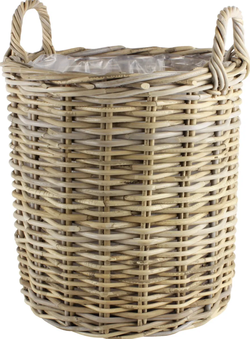 Rattankurv m/plast Ø30 cm