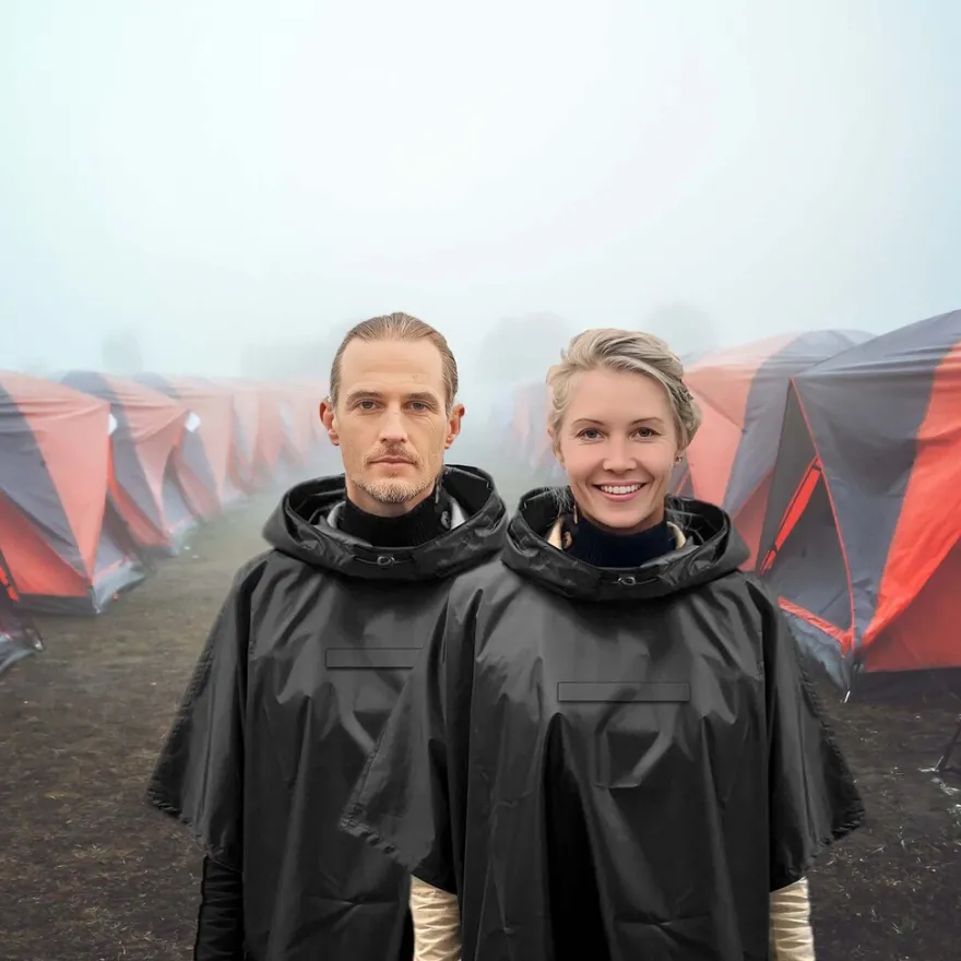 Regnponcho sort unisex