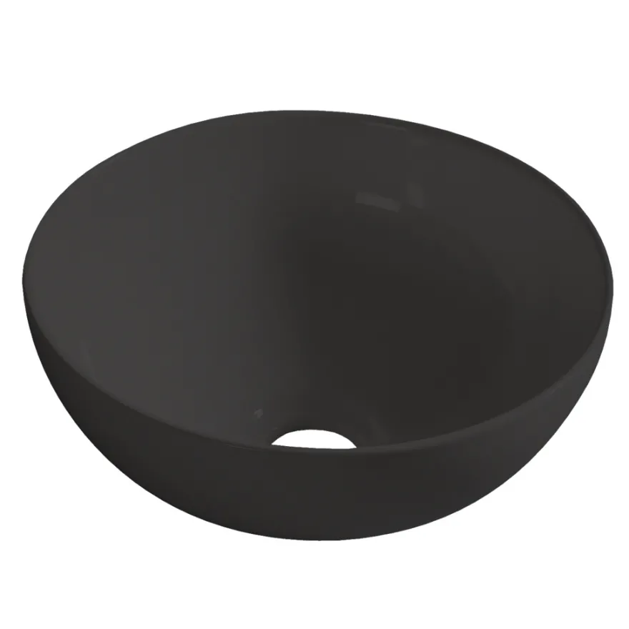 Rund porcelænsvask fritstående/topmonteret sort Ø40 cm
