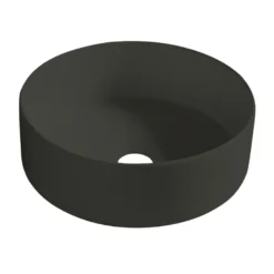Rund porcelænsvask fritstående/topmonteret sort Ø36 cm