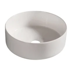 Rund porcelænsvask fritstående/topmonteret hvid Ø36 cm