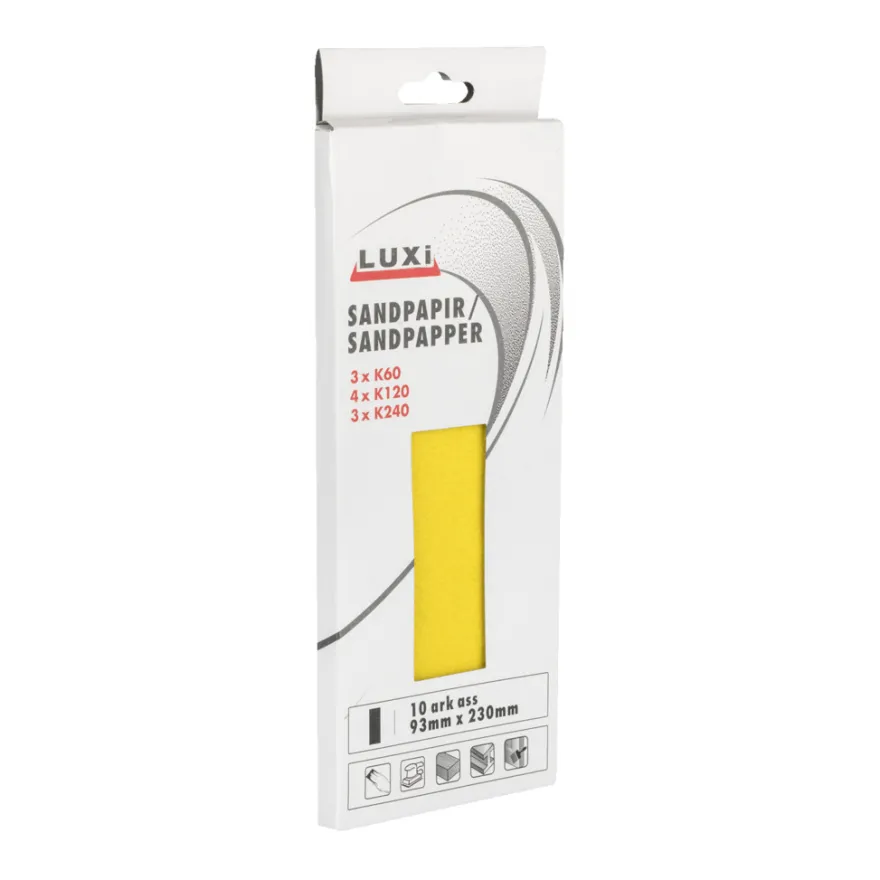 Sandpapir i ark - 93 mm x 230 mm - LUXI®