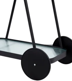Serveringsvogn i aluminium og glas