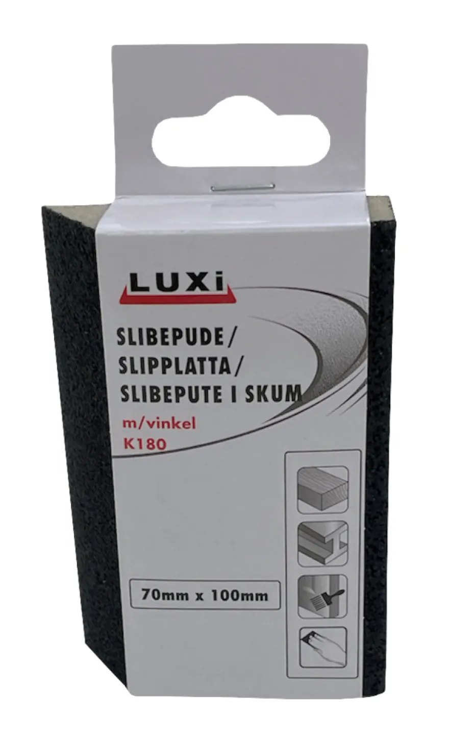 Slibepude m/vinkel korn 180, 70x100 mm - LUXI®