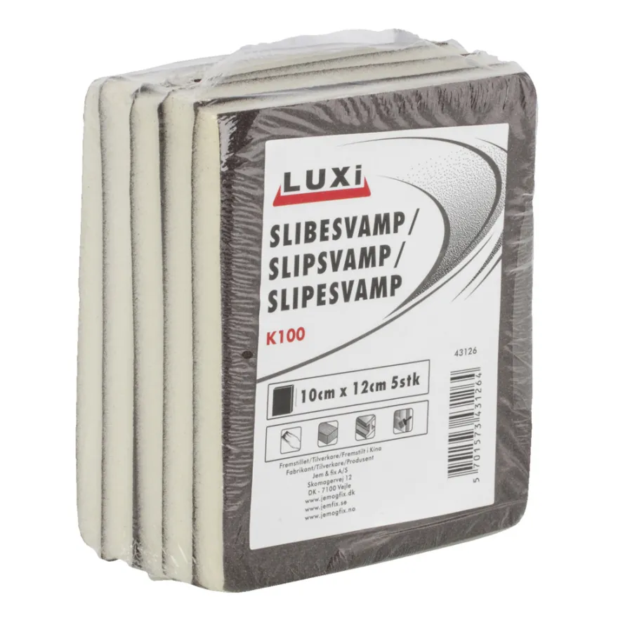 Slibesvamp korn 100 - 10 x 12 mm 5 stk. - LUXI®