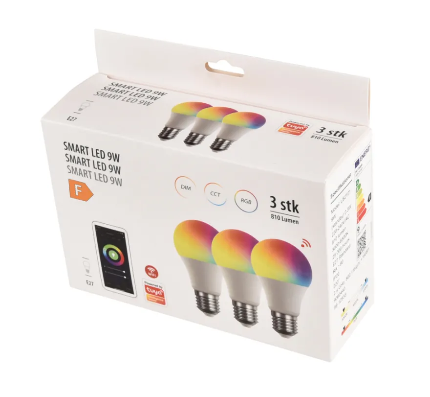 SMART LED-pærer RGBW E27 9 W - 3-pk.