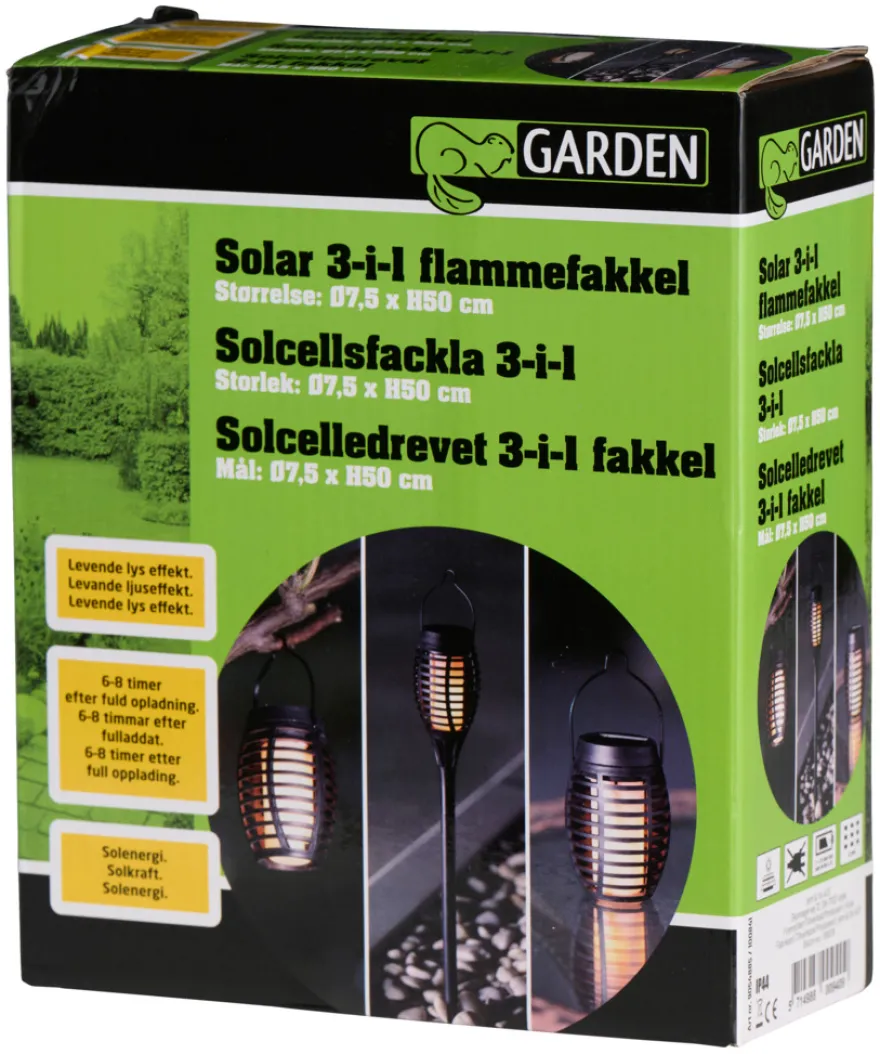 Solar 3-i-1 flammefakler LED 50 cm 3-pk. - Garden®